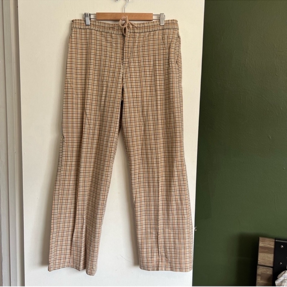 Vintage 90s Y2K American eagle plaid wide leg mid rise relaxed fit pants 
size 6